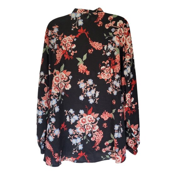 Lane Bryant Womens Floral Tie-Neck Blouse 22/24 Plus Size Long Sleeve Polyester - Picture 4 of 7